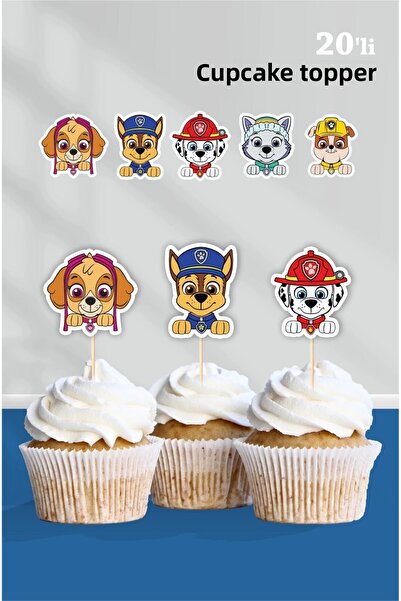 neşeli günlerim Paw Oil Themed Birthday Party Set Supplies Cupcake Ornament 2...