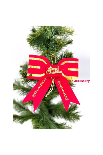 QUEEN AKSESUAR Луксозна коледна украса от червен кадифен велур с позлатени ел...