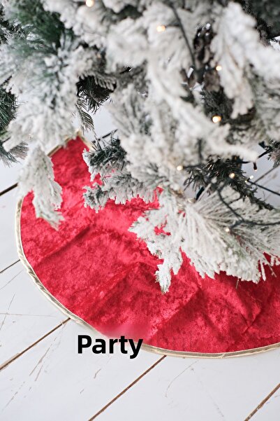 Partifabrik قاعدة شجرة الصنوبر الفاخرة للعام الجديد باللون الأحمر الذهبي حواف...