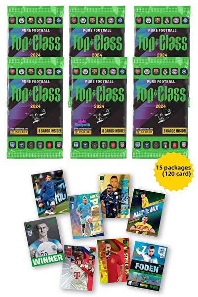 hediyecik Panini Fifa Top Class 2024 - 15 Pack Football Player Cards (120 Cards)