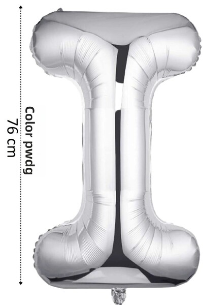 renk party Silver Colored I Letter Balloon 76 cm - Foil Balloon