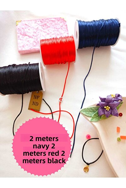 ENEFENDİ 2'ŞER متر خيط خيط ذيل الجرذ سمك 2 مللي متر أسود أحمر أزرق كحلي سوار مجوهرات هدية سلسلة