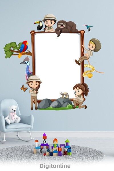 Dijitonline Cute Animals Children's Room Wall Blackboard Sticker - 80x78cm