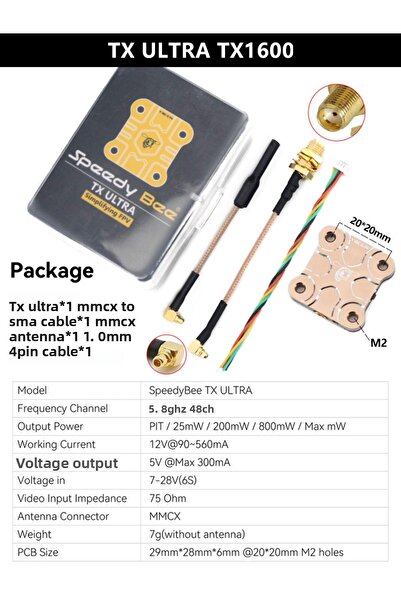 Choice TX1600 SpeedyBee TX ULTRA TX1600 5.8GHz 48CH 1.6W FPV VTX Analog Image Transmission 2-6S Lipo For RC