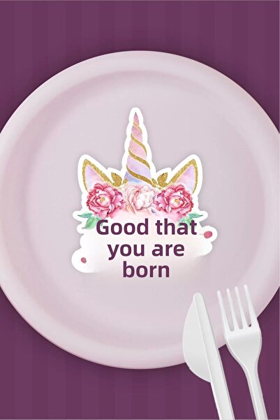 neşeli günlerim Αυτοκόλλητο πιάτου με θέμα το Μονόκερο (σετ 15 τεμαχίων) * Αυ...