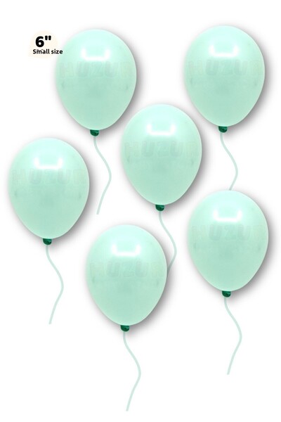 Huzur Party Store Small Mini Size Water Green Colored Macaron Balloon 10 Pieces 6 Inch 15 Cm Party Balloon Soft Color Birthday