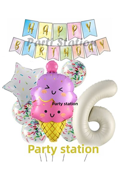 Parti Station مجموعة بالونات Ice Cream Ice Cream Concept لعيد الميلاد بعمر 6 ...