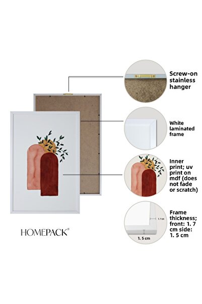 HOMEPACK Set de pictură din 3 piese cu cadru laminat alb Hpn124