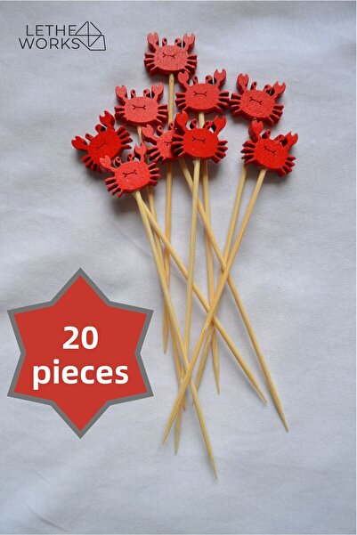 lethe works أعواد كوكتيل وديكور السلطعون - 20 قطعة