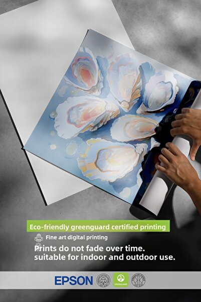 Postifull Frameless Wall Poster, Oysters, Shells, Illustration, Impressionist, Blue, Pastel Tones R