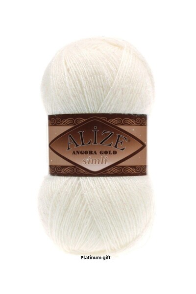 Alize (5 τεμάχια) Angora Gold Glitter 62 Cream Πλεκτά Χέρια Νήματα Γιλέκο Ζακέτα Κλωστή Πουλόβερ