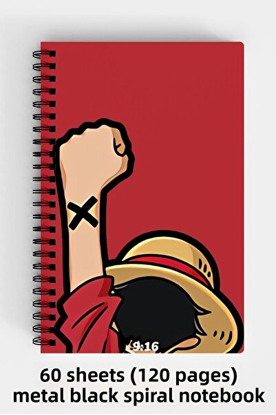 Anime Marketi قطعة واحدة لوفي تحت عنوان A5 دفتر بغلاف صلب حلزوني 120 ورقة