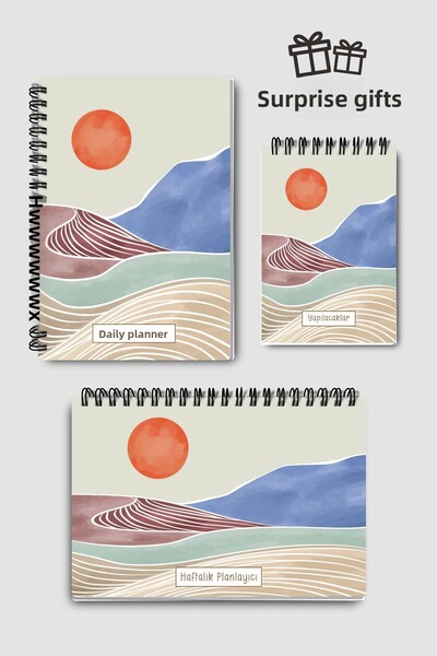 Eldesen Tasarım مجموعة تخطيط مكونة من 3 قطع، مخطط يومي، مخطط أسبوعي، قائمة ال...