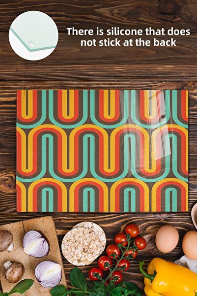 Postifull Vintage Glass Cutting Board, Thick And Unbreakable Glass, Chopping Board, Kitchen Presentation Board - 21*30cm