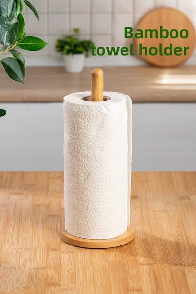 Porsima 2534 Bamboo Paper Towel Holder Polygonal Decorative Napkin Holder Rol...