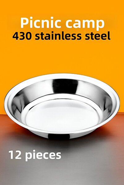 Metler مجموعة أطباق من الفولاذ المقاوم للصدأ |   12 قطعة من أطباق التخييم وال...