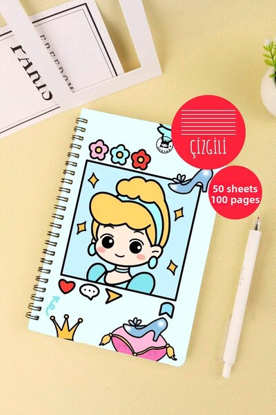 Anime Marketi Cinderella Themed A5 Spiral School Notebook 50 Sheets 100 Pages - Ruled