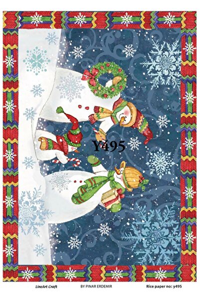 LİNEART ورق ديكوباج نحاسي بنمط عيد الميلاد رقم: YILŞI495 - 29X42 سم