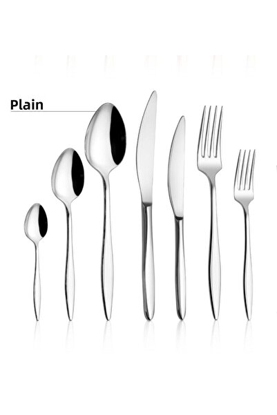 DMR LİFE 84 Piece Ruby Plain Fork Spoon Set