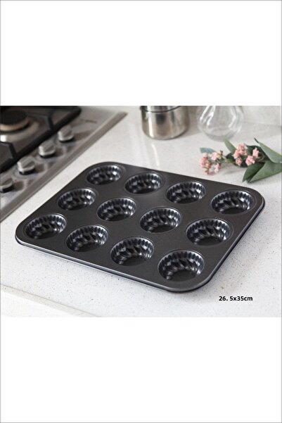 Pinkev 12 Pieces Fireproof Non-Stick Muffin Cake Mold