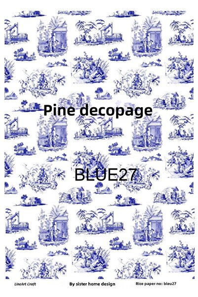LİNEART Brass Lineart Decopage Paper - No:Blue27