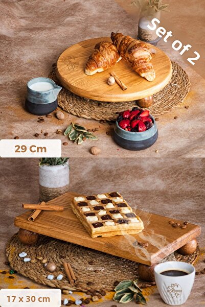 kitchen trend Justwood 2 Li Risus Top Footed 29 Cm and 17x30 Cm Wooden Rectan...