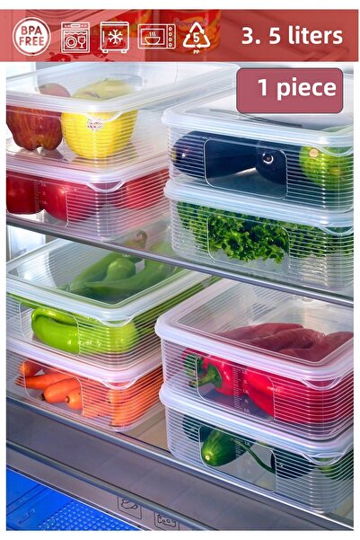 Duffa 3.5 Lt Leakproof Refrigerator Storage Container Freezer Storage Container Fridge Organizer Transparent Shatterproof