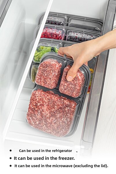 Vienev 1.15 Liter Anthracite 8-Piece 3-Compartment Rectangular Storage Container