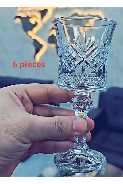 ORTAKÖY CENNETİ Soft Drink and Coffee Side Water Glass Set of 6 Tall Wine Glasses