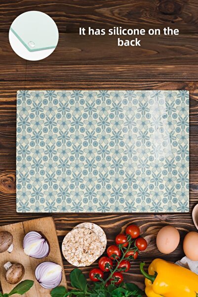 Postifull Vintage Glass Cutting Board, Thick And Unbreakable Glass, Chopping Board, Kitchen Presentation Board - 21*30cm