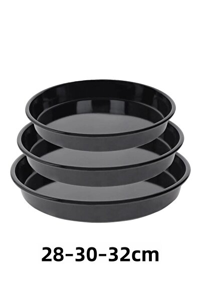 qussine Enameled Fireproof Non-Stick Round Oven Tray Set 28-30-32 cm