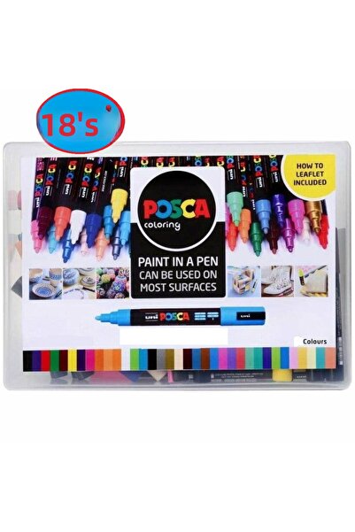 Uni Posca Set of 18 - 0.7mm Marker Pen, Pc-1m (1 Meter)
