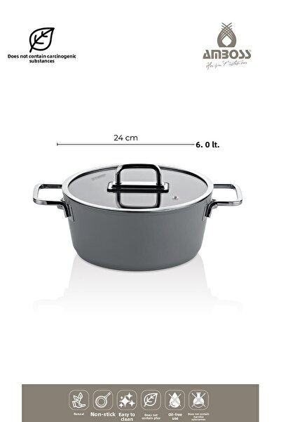 Amboss Gray Sera Nova 7 Piece Ceramic Pot Pan Set