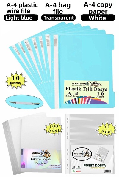 Artlantis Dosar cu spiră din plastic A4 10 bucăți Plicuri pentru dosare 50 bu...