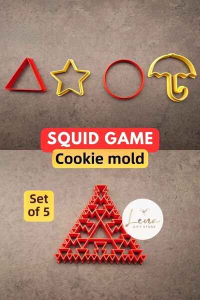 Lena Gift Store Squid Game Candy Game Cookie Mold Set of 5 / Dalgona Candy Do...