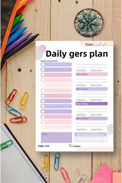 Tieni Blocnotes Planificator zilnic de cursuri, Planificator zilnic, 14x20cm,...