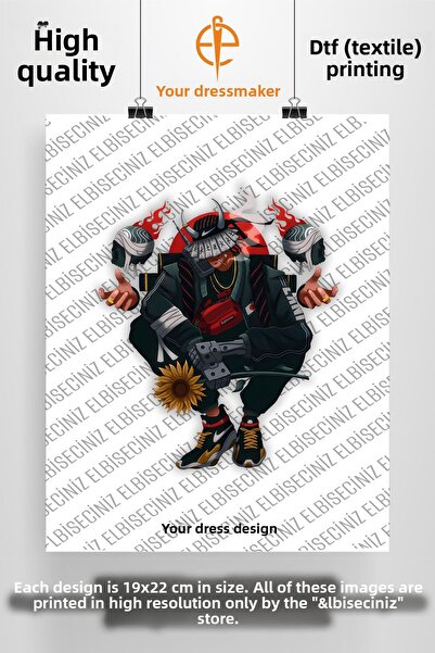 VİZYON İKRA طباعة نسيج DTF مميزة تحت عنوان "SAMURAI". يمكن لصقه بسهولة بالكي