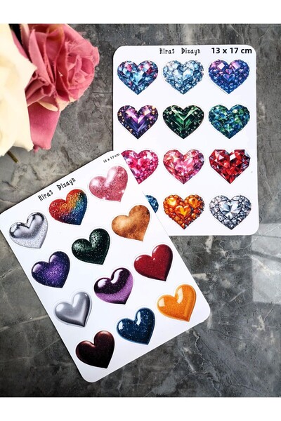 Hiras Dizayn Autocolant 3D cu inimă strălucitoare - Bullet Journal, Scrapbook...