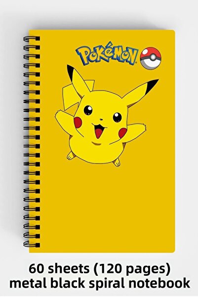 Anime Marketi بوكيمون بيكاتشو ديزاين A5 دفتر بغلاف مقوى حلزوني 120 ورقة