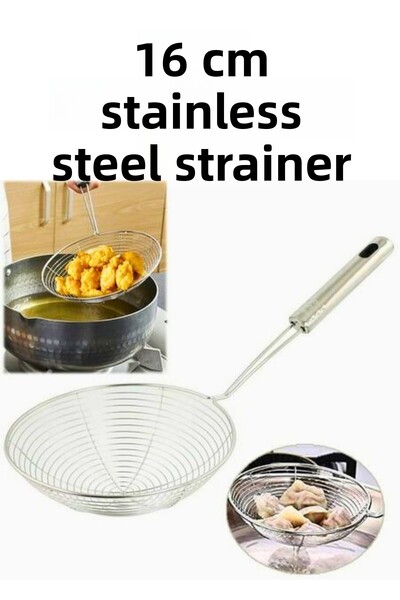 BRE HOME مصفاة قلي من الفولاذ المقاوم للصدأ مقاس 16 سم مع مغرفة سلكية لتصريف ...