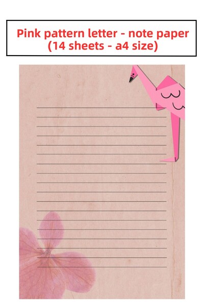 Welly Jones Pink Patterned Letter Note Paper (14 Sheets A4 Size)
