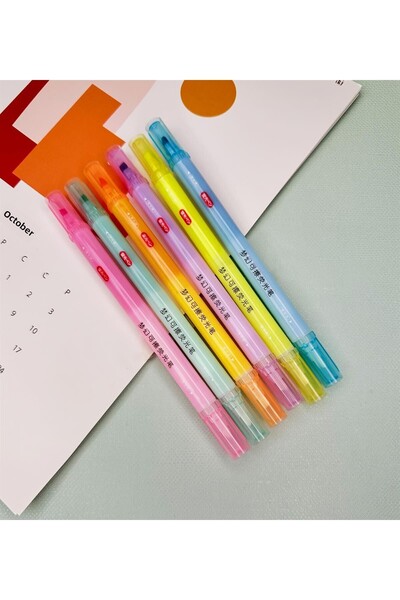 Çılgıntrend مجموعة من 6 أقلام قابلة للمسح ذات وجهين