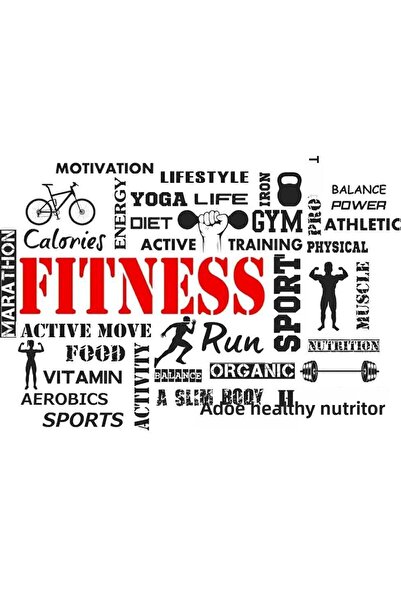 KT Decor Autocolant de perete cu cuvinte cheie și figuri de fitness