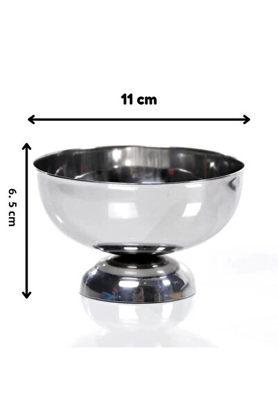 Anadolu Saray Set of 2 Large Size 11cm Steel Ice Cream Presenter Bowl - Round Ice Cream and Turkish Delight Snack Bowl with Feet