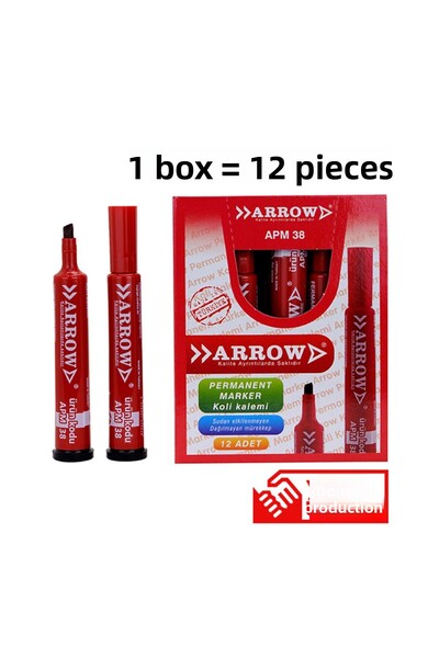 ARROW قلم تحديد دائم Apm 38 ذو طرف مقطوع (صندوق: 12 قطعة)