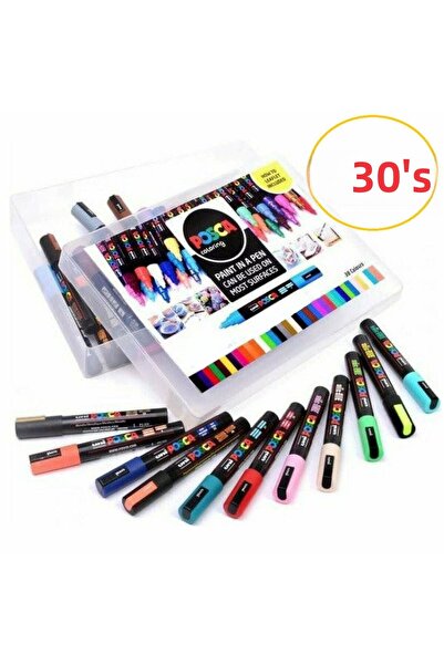 Uni Posca Set of 30 - 0.9-1.3mm Marker, Pc-3m (3m)