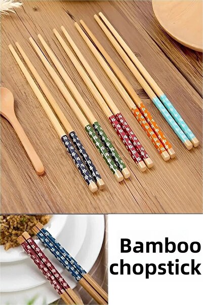 BAYSA 5 Pairs Bamboo Sushi-Fettucini Chopsticks Chopsticks