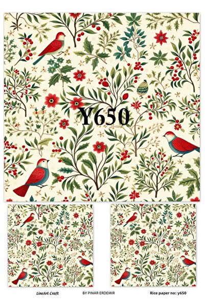 LİNEART ورق ديكوباج نحاسي بنمط عيد الميلاد الخطي رقم: Y650 - 29x42 سم