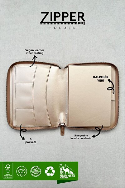 Victoria's Journals Zipper Folder Organizer Notebook A5 Lined