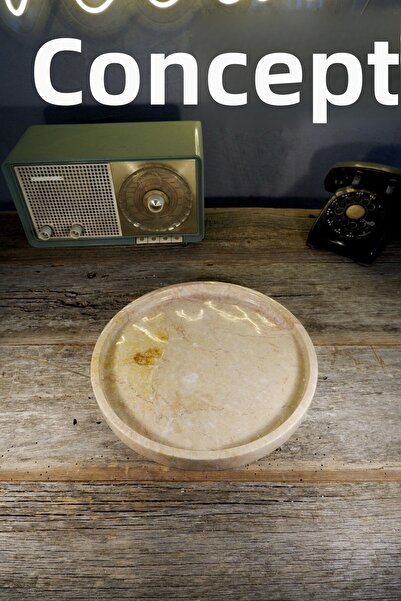 Voodo Concept صينية عرض روزاليا براون ستين الرخامية قطر 30 سم ارتفاع 3 سم